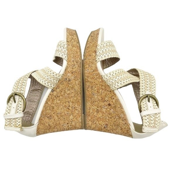 Buckle BKE Sole Reid Cream & Cork Platform Woven Strap Sandals Women’s Size 8.5 - Picture 12 of 15